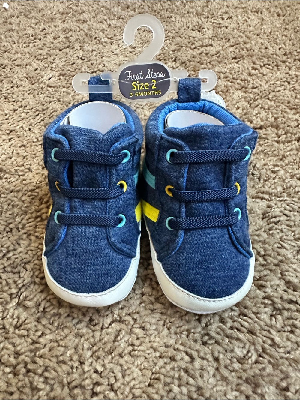 First Steps By Stepping Stones Size 2 (3-6 months) Navy Crib Shoes